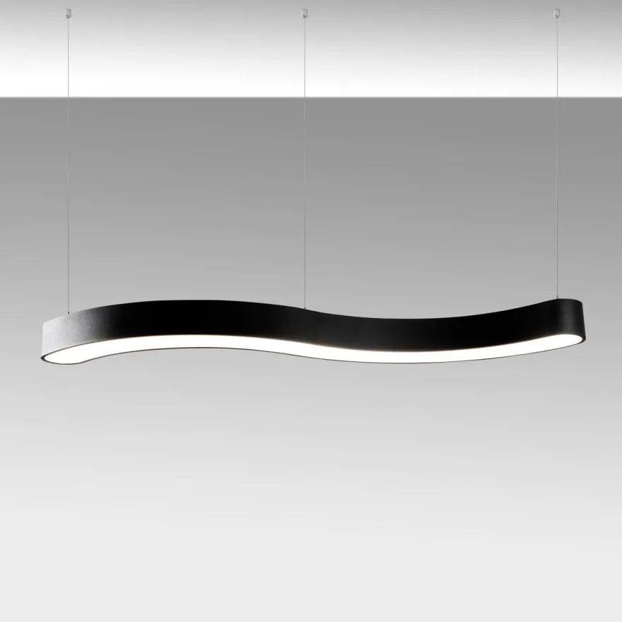 LED-riippuvalaisin Linento Lighting Wave-15505, 121cm, 3000K, musta