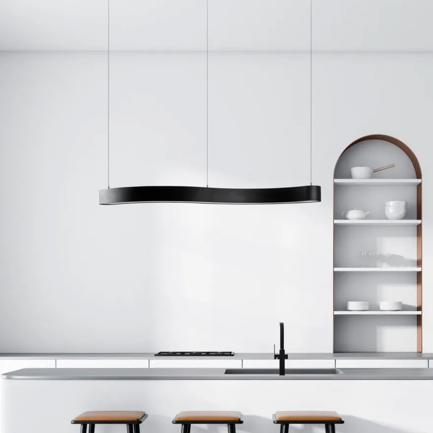 LED-riippuvalaisin Linento Lighting Wave-15505, 121cm, 3000K, musta