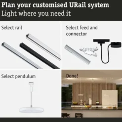LED-riippuvalaisin Paulmann URail Hildor 850lm 15W 3-Step-Dim himmennettävä valkoinen, eri värilämpötiloja
