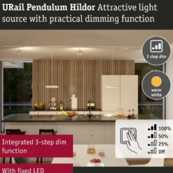 LED-riippuvalaisin Paulmann URail Hildor 850lm 15W 3-Step-Dim himmennettävä valkoinen, eri värilämpötiloja
