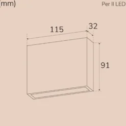 LED-seinävalaisin Llitt Per II, IP54, ylös/alas