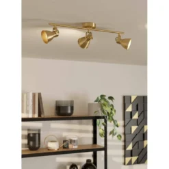 LED-Spottivalaisin Eglo Seras, 3-osainen, 59,5x6,5cm, harjattu messinki/kulta