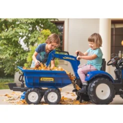 Leikkikaivuri Falk New Holland, sis. peräkärryn kipillä, sininen