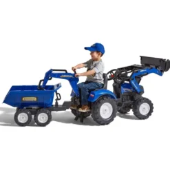 Leikkikaivuri Falk New Holland, sis. peräkärryn kipillä, sininen