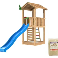 Leikkitorni Jungle Gym Cottage 2.1, liukumäki ja 120 kg hiekkaa