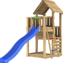 Leikkitornikokonaisuus Jungle Gym Cubby, liukumäki ja 120 kg hiekkaa
