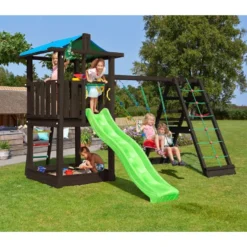 Leikkitornikokonaisuus Jungle Gym Hut 2.1, 2-Climb Module 220, mustaksi petsattu, ilman liukumäkeä