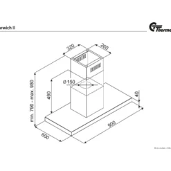 Liesituuletin Thermex Harwich II, 900mm, kattoon, moottorilla, rst