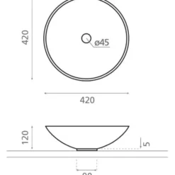 Malja-allas Bathco Piamonte, Ø420mm, mattavalkoinen