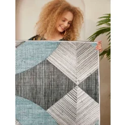 Matto Linento Woosonil047, 160x230cm, sininen/harmaa