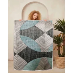 Matto Linento Woosonil047, 160x230cm, sininen/harmaa