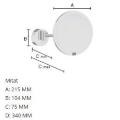 Meikkipeili Smedbo Outline Sensor FK487EP, Ø215mm, akkukäyttöisellä valolla, 7-kertainen suurennos