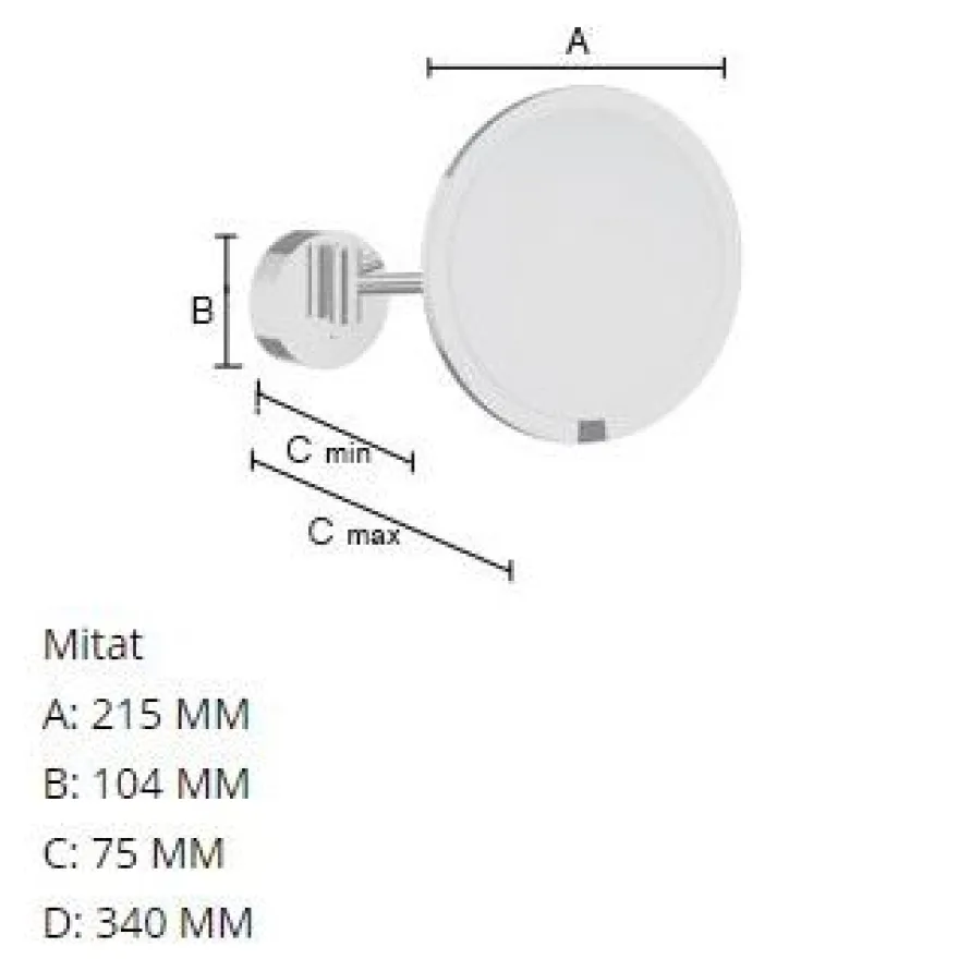 Meikkipeili Smedbo Outline Sensor FK487EP, Ø215mm, akkukäyttöisellä valolla, 7-kertainen suurennos