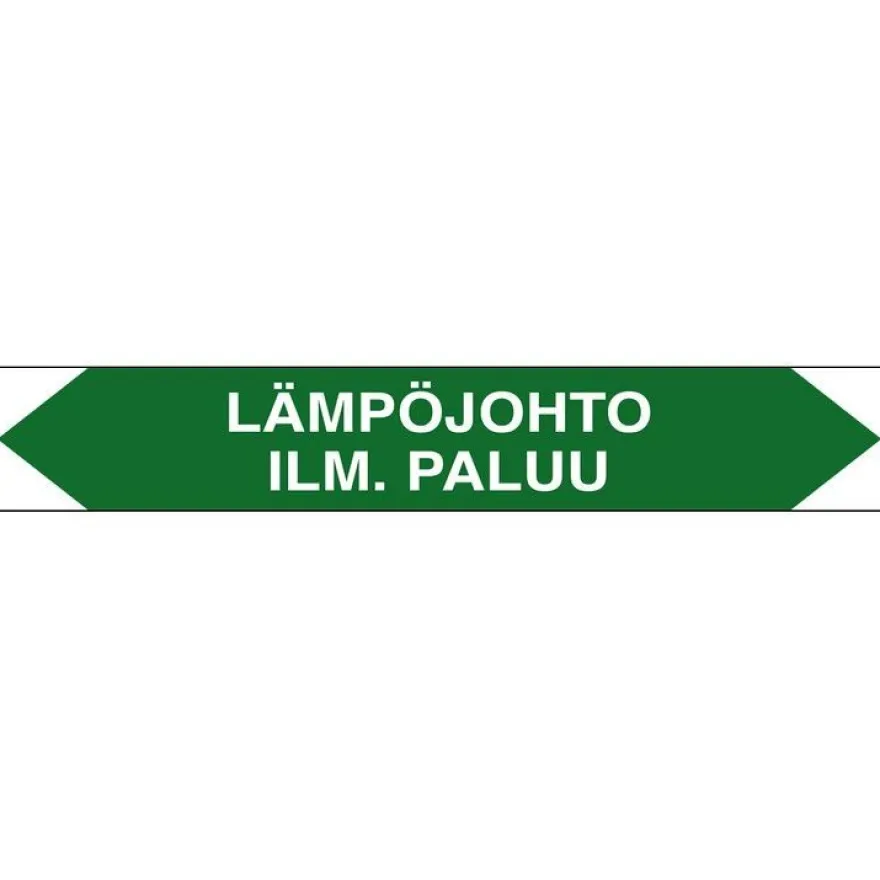 Merkintätarra/putkistotarra "Lämpöjohto ilm. paluu", 16x2.5cm, 5kpl