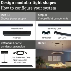 Modulaarinen LED-profiilivalaisin Linion Power Channel syöttävä Zigbee 230/24V 150VA 1m