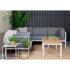 Moduulisohvaryhmä Venture Home Copacabana, 4-istuttava sohva + Brasilia-sohvapöytä, harmaa/valkoinen
