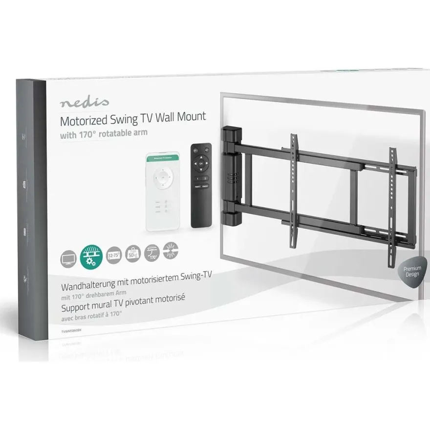 Moottoroitu TV-seinäteline Nedis TVWM5860BK 32-75"