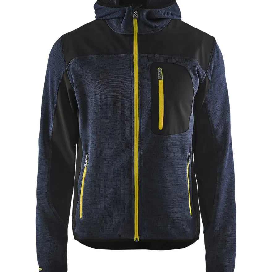 Neulottu softshell-takki Blåkläder 4930, tummansininen/keltainen