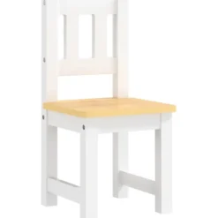 3-osainen lasten pöytä ja tuolisarja säilytyspenkillä, valkoinen ja beige, MDF