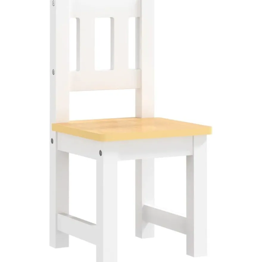 3-osainen lasten pöytä ja tuolisarja säilytyspenkillä, valkoinen ja beige, MDF