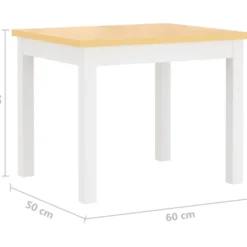 3-osainen lasten pöytä ja tuolisarja säilytyspenkillä, valkoinen ja beige, MDF