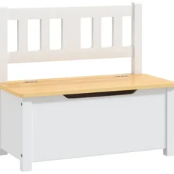3-osainen lasten pöytä ja tuolisarja säilytyspenkillä, valkoinen ja beige, MDF