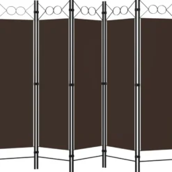 5-paneelinen tilanjakaja, ruskea, 200x180 cm
