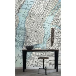 Paneelitapetti PhotowallXL Old Street Map NY 157702 1860x2790 mm