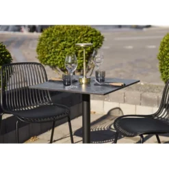 Parvekepöytä House Nordic Bistro, 60x60x73cm, alumiinijalustalla, tummanharmaa marmorikuosi