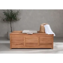 Pehmustelaatikko Venture Home Trento, 70x130x46cm, luonnollinen tiikki