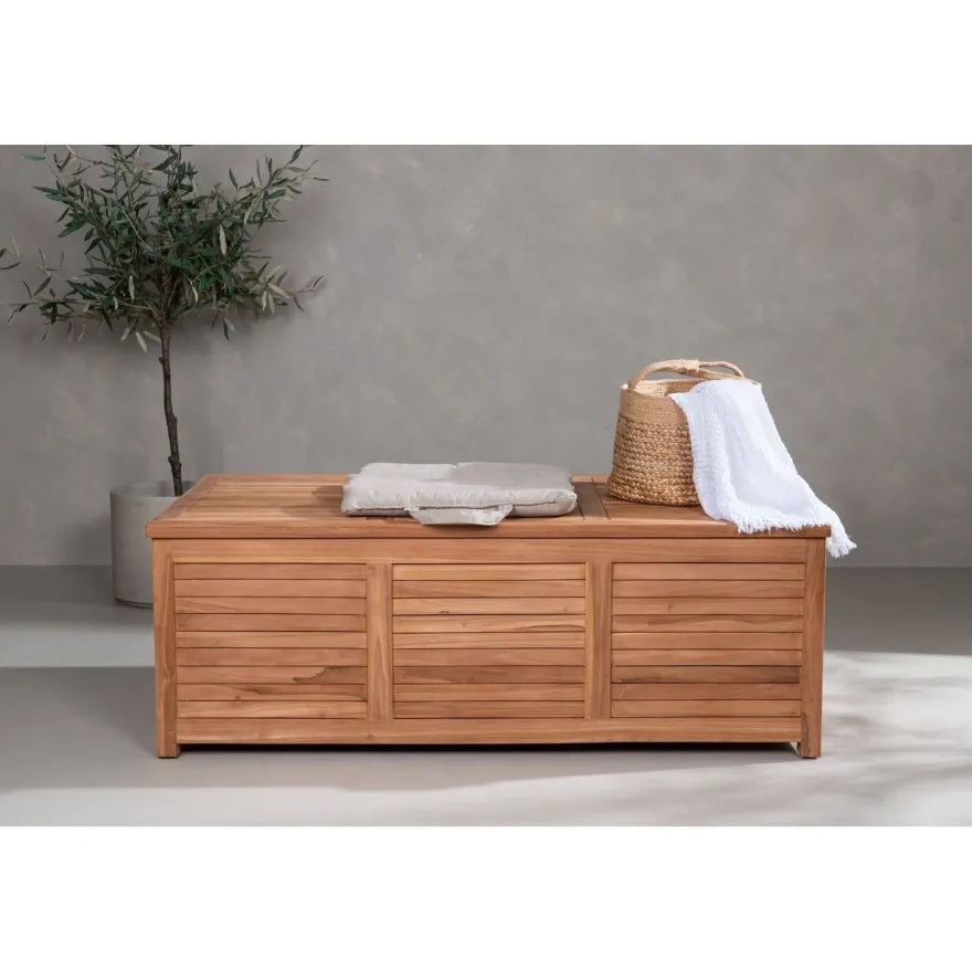 Pehmustelaatikko Venture Home Trento, 70x130x46cm, luonnollinen tiikki