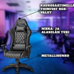 Pelituoli Kuura Gaming RGB, musta