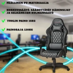 Pelituoli Kuura Gaming RGB, musta