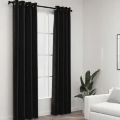 Pellavamaiset pimennysverhot 2 kpl antrasiitti 140x225 cm