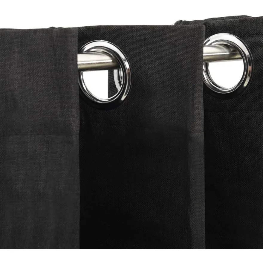 Pellavamaiset pimennysverhot 2 kpl antrasiitti 140x225 cm