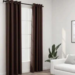 Pellavamaiset pimennysverhot renkailla 2kpl 140x225cm