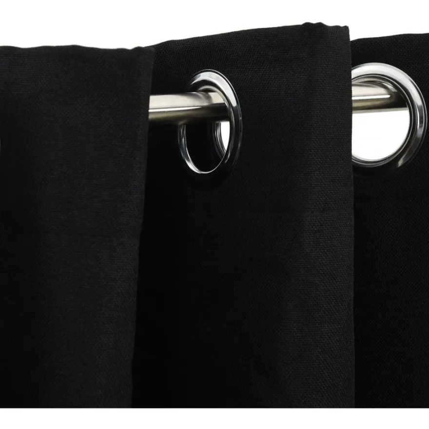 Pellavamaiset pimennysverhot renkailla 2 kpl musta 140x175cm