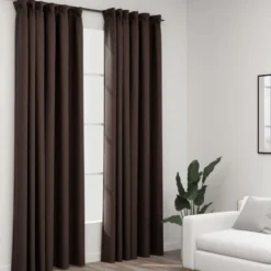 Pellavamaiset pimennysverhot koukuilla 2kpl 140x245cm