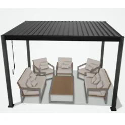 Pergola Home4you Mirador-111, 300x300cm, tummanharmaa
