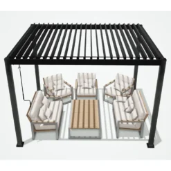 Pergola Home4you Mirador-111, 300x300cm, tummanharmaa