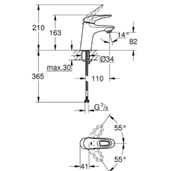 Pesuallashana Grohe Eurostyle 32468003, DN15, kromi
