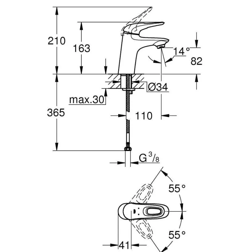 Pesuallashana Grohe Eurostyle 32468003, DN15, kromi