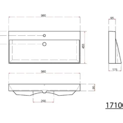 Pesuallas Interia Kare, 980x460mm, valkoinen