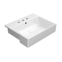 Pesuallas Interia Kube X 55x47cm, 3 hanareikää, ExtraGlaze-pinnoite, valkoinen