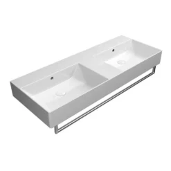 Pesuallas Interia Kube X 120x47cm, kaksoisallas, ei hanareikää, ExtraGlaze-pinnoite, valkoinen