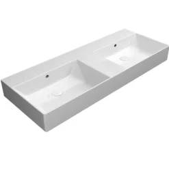 Pesuallas Interia Kube X 120x47cm, kaksoisallas, ei hanareikää, ExtraGlaze-pinnoite, valkoinen