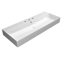 Pesuallas Interia Kube X 120x47cm, tasainen pohja, 3 hanareikää, ExtraGlaze-pinnoite, valkoinen
