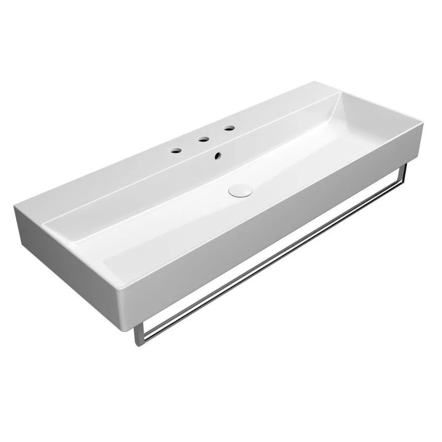 Pesuallas Interia Kube X 120x47cm, tasainen pohja, 3 hanareikää, ExtraGlaze-pinnoite, valkoinen