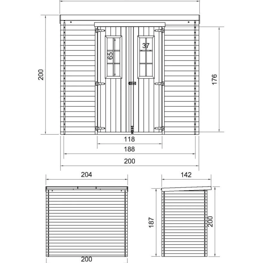 Pihavaja Timbela M309C-M311C, pulpettikatto, eri vaihtoehtoja