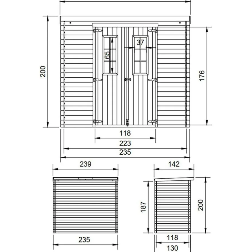 Pihavaja Timbela M309C-M311C, pulpettikatto, eri vaihtoehtoja